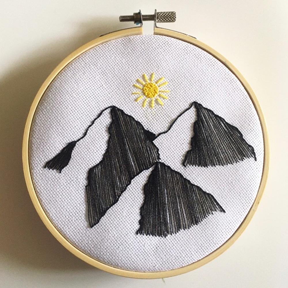 5” minimalist mountain embroidery